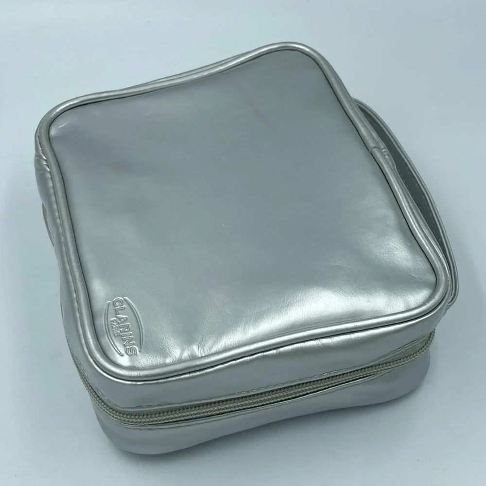 Clarins Paris Vanity Case Silver makeup Bag